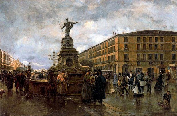 Joaquín Pallarés: El dios de las aguas en Zaragoza, óleo/lienzo, 1890