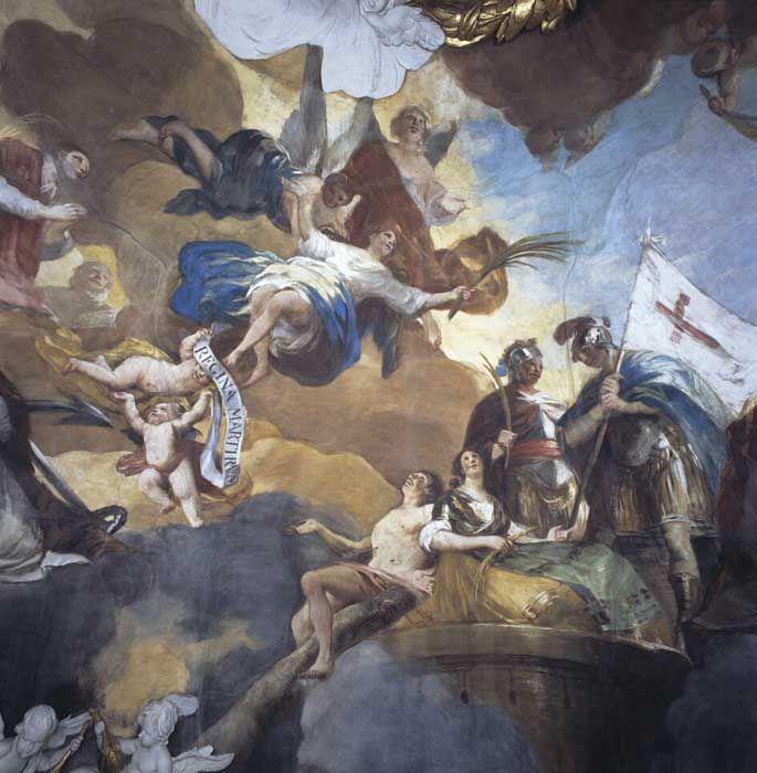 La 'Regina Martyrum', fresco de Francisco de Goya en la cúpula de la Basílica del Pilar, es una obra maestra del arte barroco español. Fue realizada en 1781, durante el reinado de Carlos III.