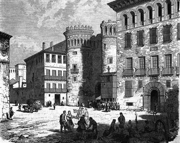 Puerta de Toledo de Zaragoza, Avenida César Augusto, entre los restos de Muralla Romana y el Mercado Central