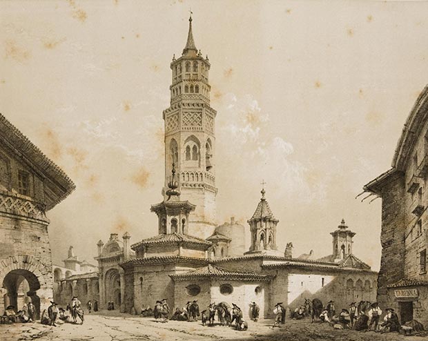 La Iglesia de San Pablo en 1842. Autores Jenaro Pérez Villaamil (dib.) y Alfred Guesdon (lit.). Archivo Municipal, Zaragoza 
