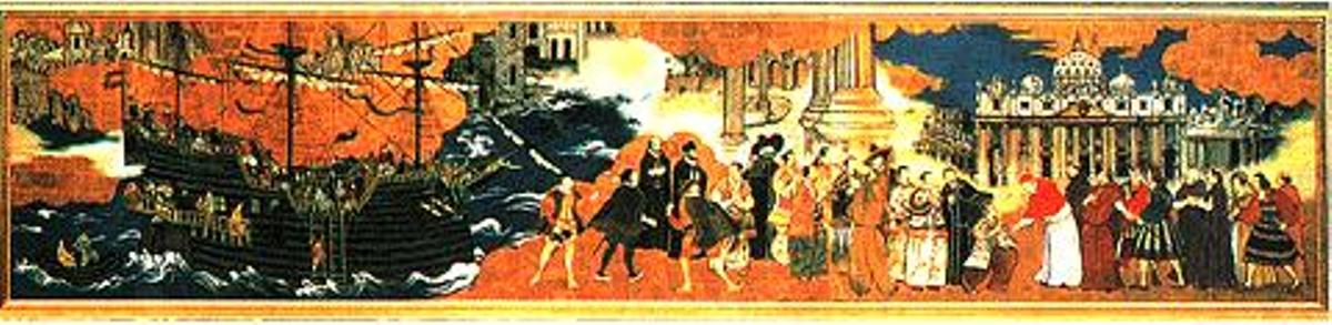La misión de Hasekura con Paulo V en Roma, 1615. Pintura japonesa del siglo XVII