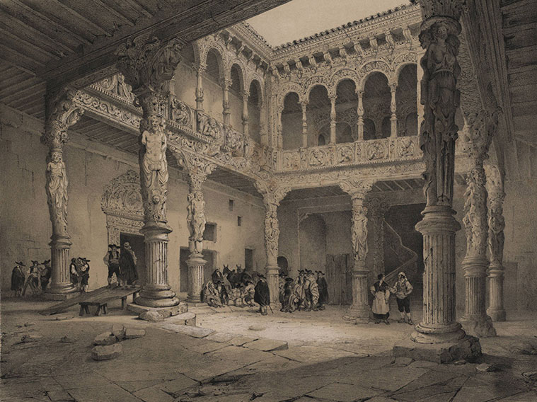 El Patio de la Infanta en un grabado de 1850 publicado en el libro 'España artística y monumental'