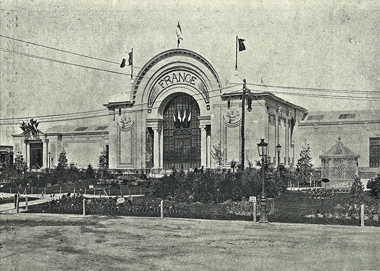 Pabellón francés de la Exposición Hispano-Francesa de 1908, proyecto diseñado por el arquitecto francés Joseph-Charles de Guirard de Montarnal y ejecutado por el aragonés Félix Navarro
