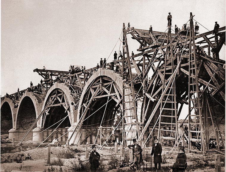 Construcción del Puente de los Franceses en Madrid (1859)