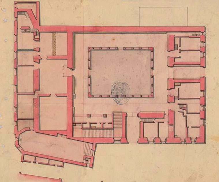 Plano del Palacio de la Diputación del General del Reino de Aragón en 1756. Imagen: Archivo General Militar de Madrid