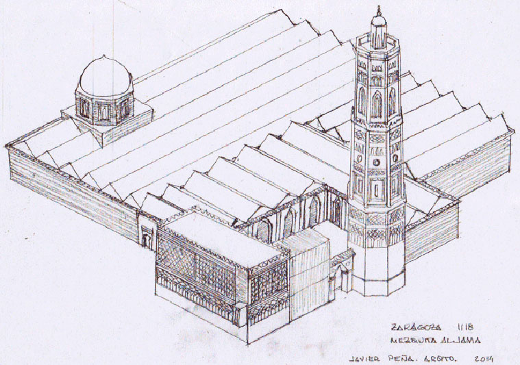 Recreación de la mezquita aljama o mezquita mayor de Saracusta