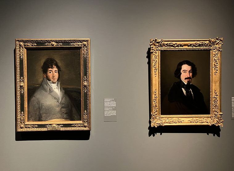 Retrato que Goya hizo a su amigo el actor Isidoro Máiquez junto al retrato que Esquivel hizo a Espronceda