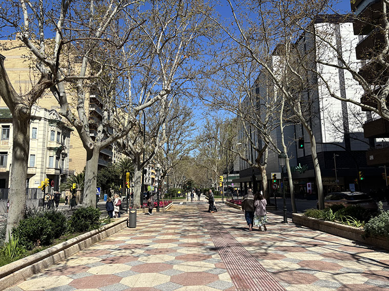 Personas paseando por el Paseo Sagasta a la altura del Corte Inglés 