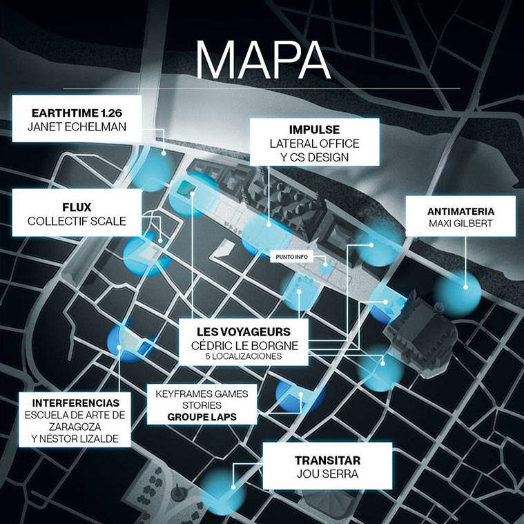 mapa con las 12 propuestas de Zaragoza Luce 2026